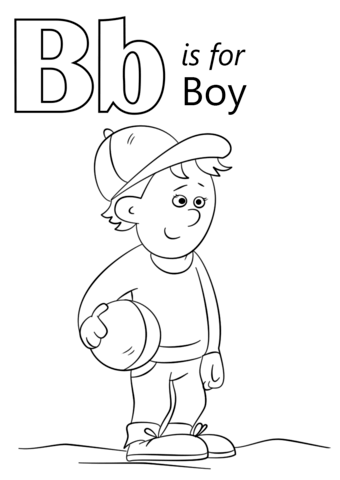 Letter B Is For Boy Coloring Page